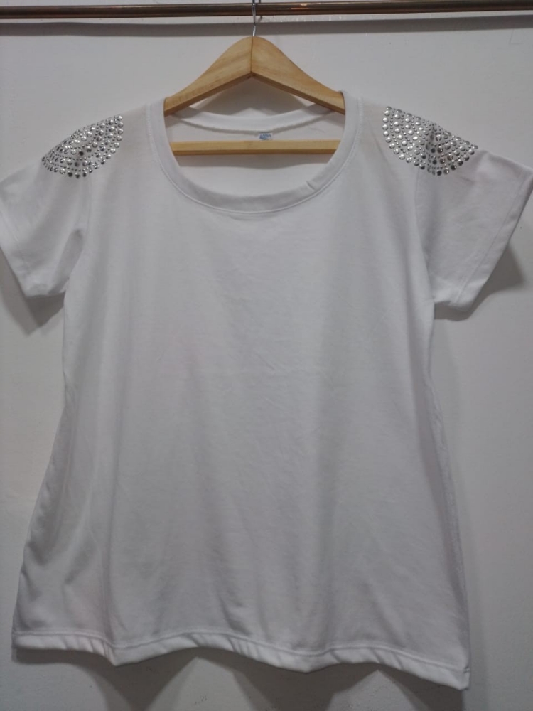 Remera Algodón Peinado con Strass - Imagen 2