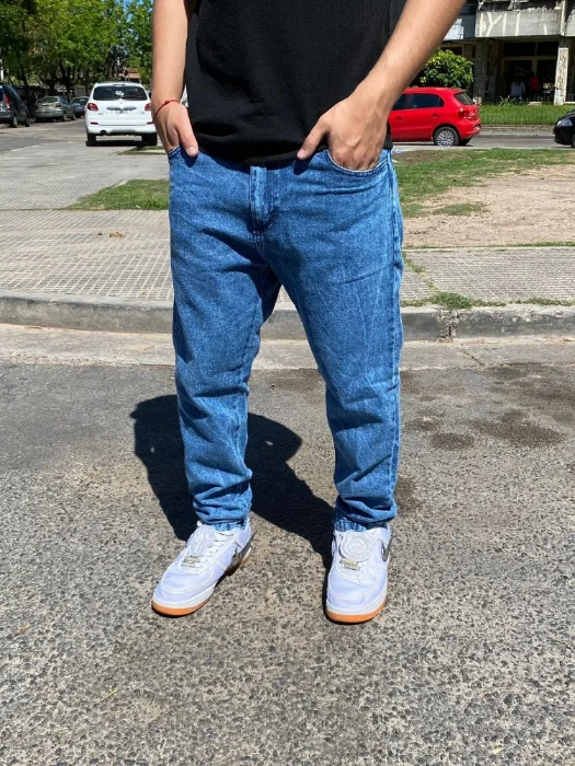 Jean Mom Liso Azul