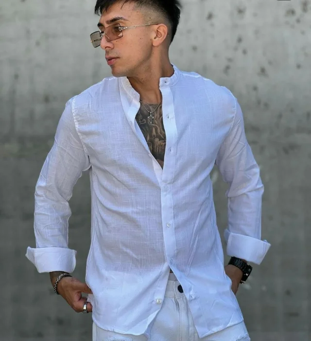 Camisa Manga Larga Lino Blanco