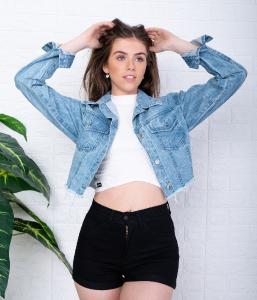 Campera Mom Desflecado (jeans )