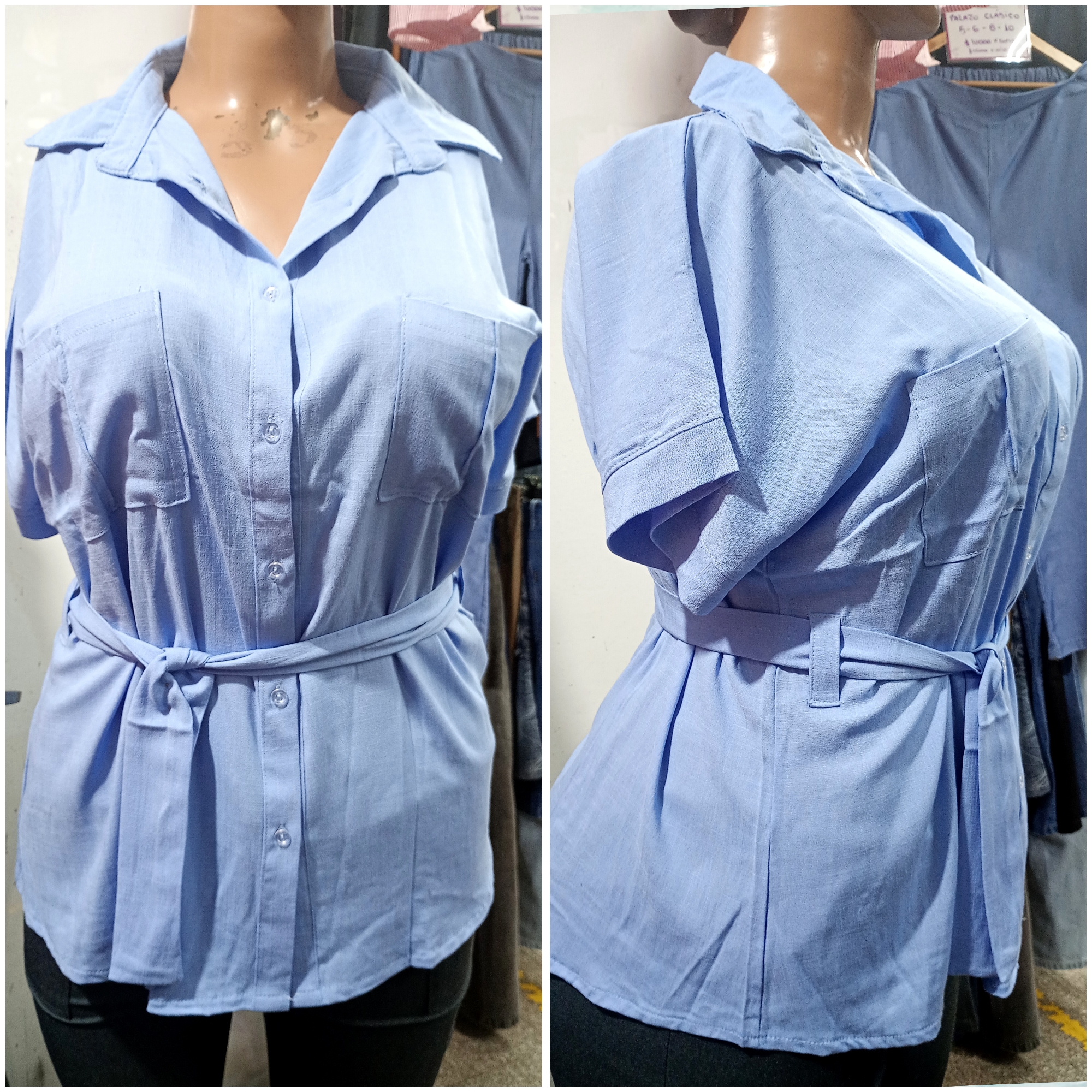 Camisa Cinto de Lino Spandex - Imagen 3