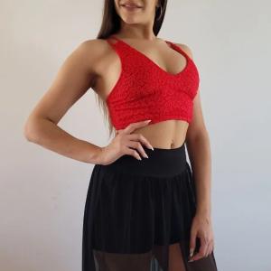 Top de Encaje  en V con Brillo