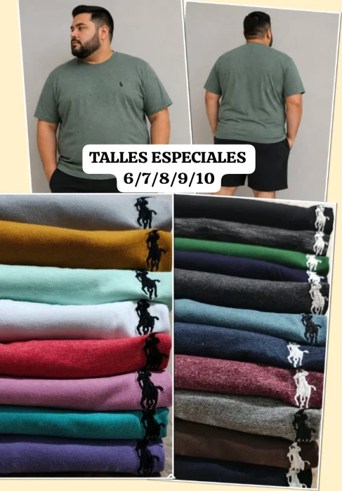Remeras P0lo Talles Especiales Algodon Pienado