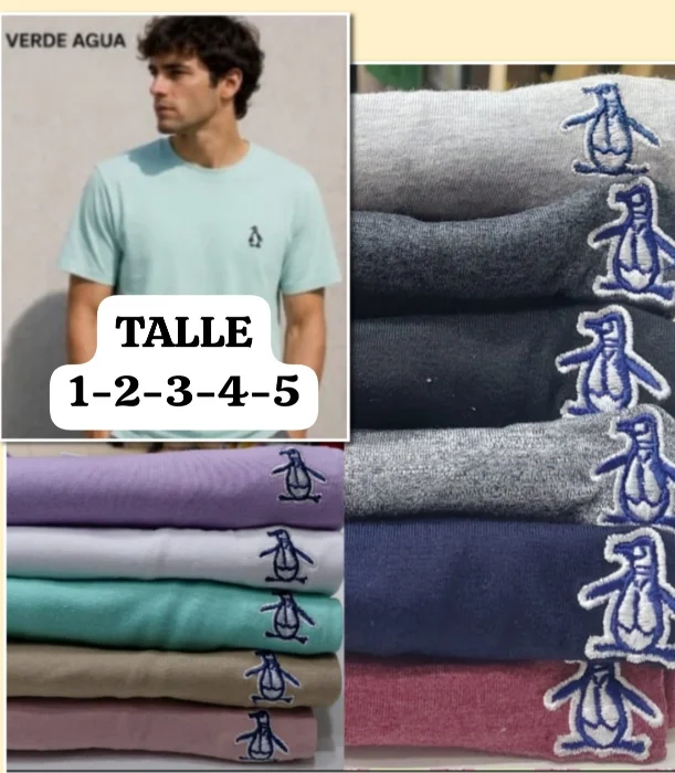 Remeras Piguin Logo Bordado de Algodón Pienado Premiun