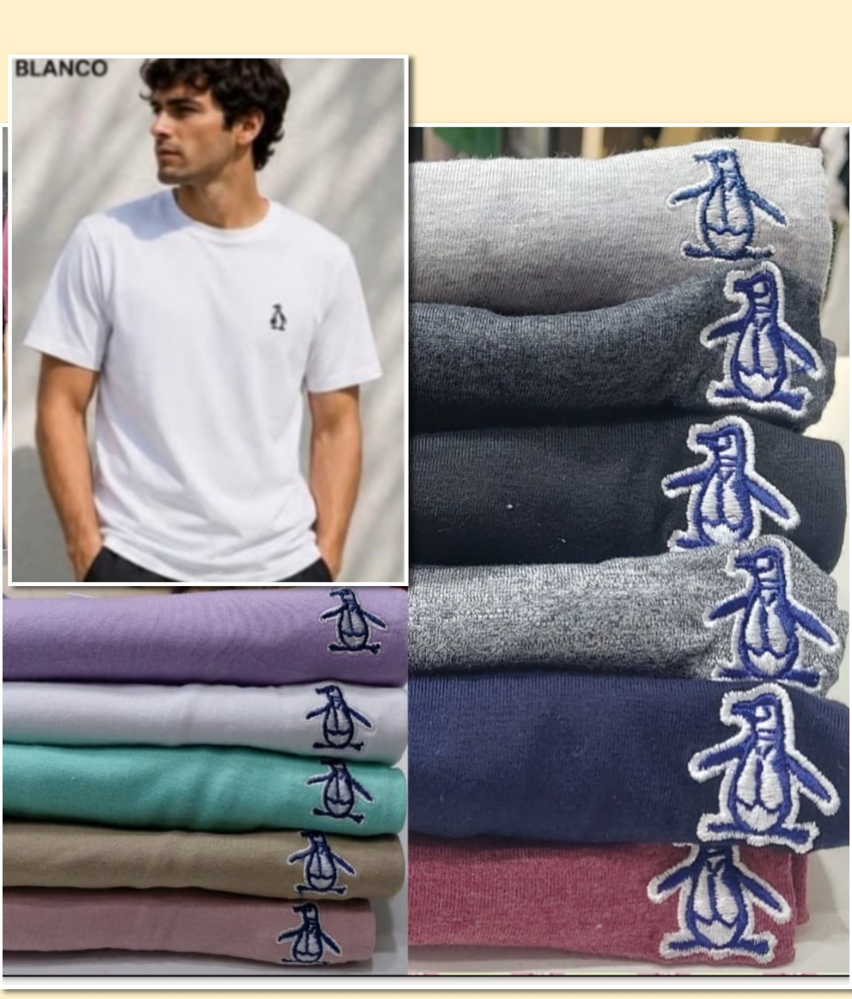 Remeras Piguin Logo Bordado de Algodón Pienado Premiun - Imagen 2