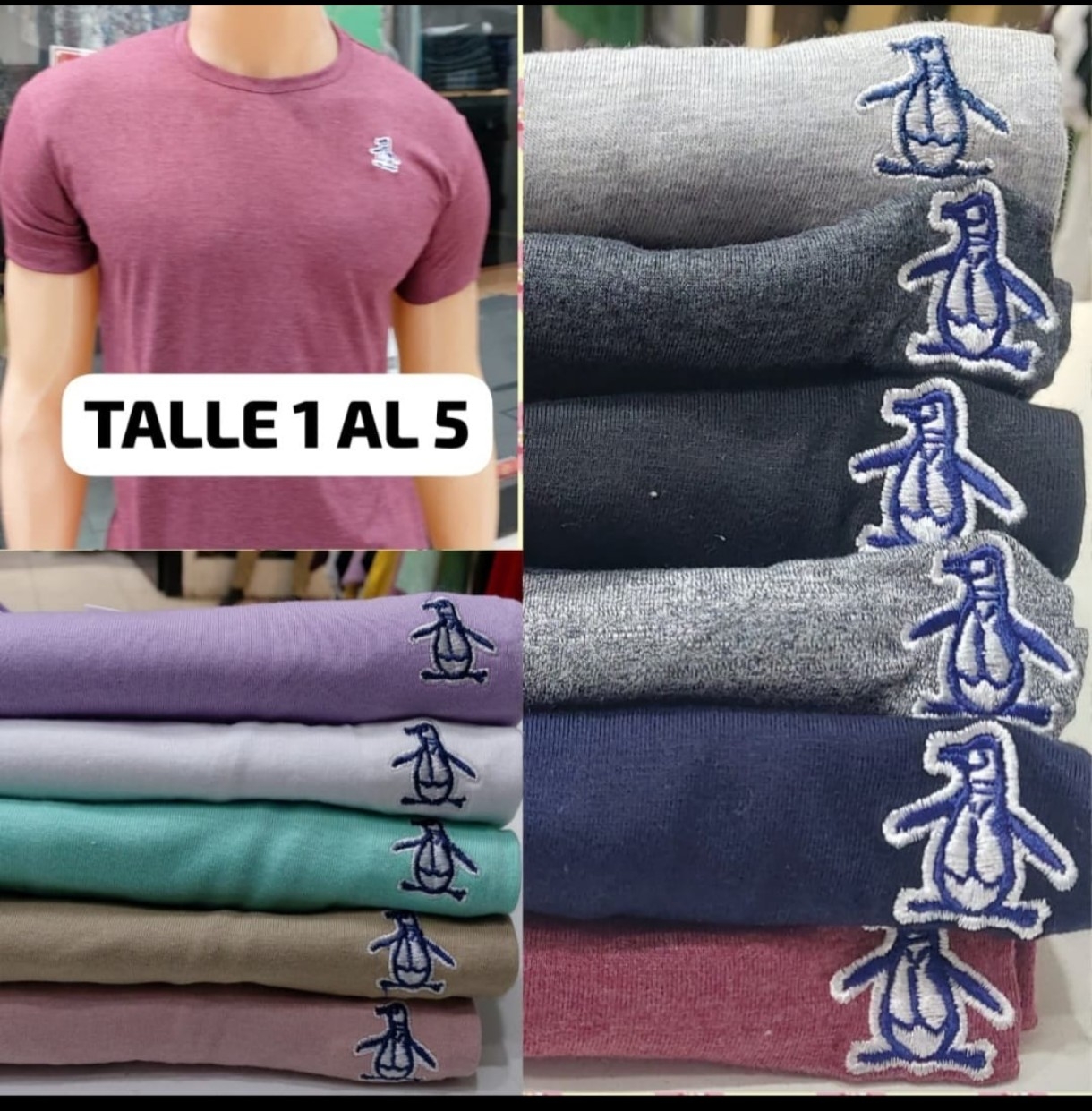 Remeras Piguin Logo Bordado de Algodón Pienado Premiun - Imagen 3