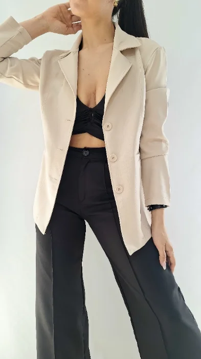 Blazer Largo de Crep con 2 Botones