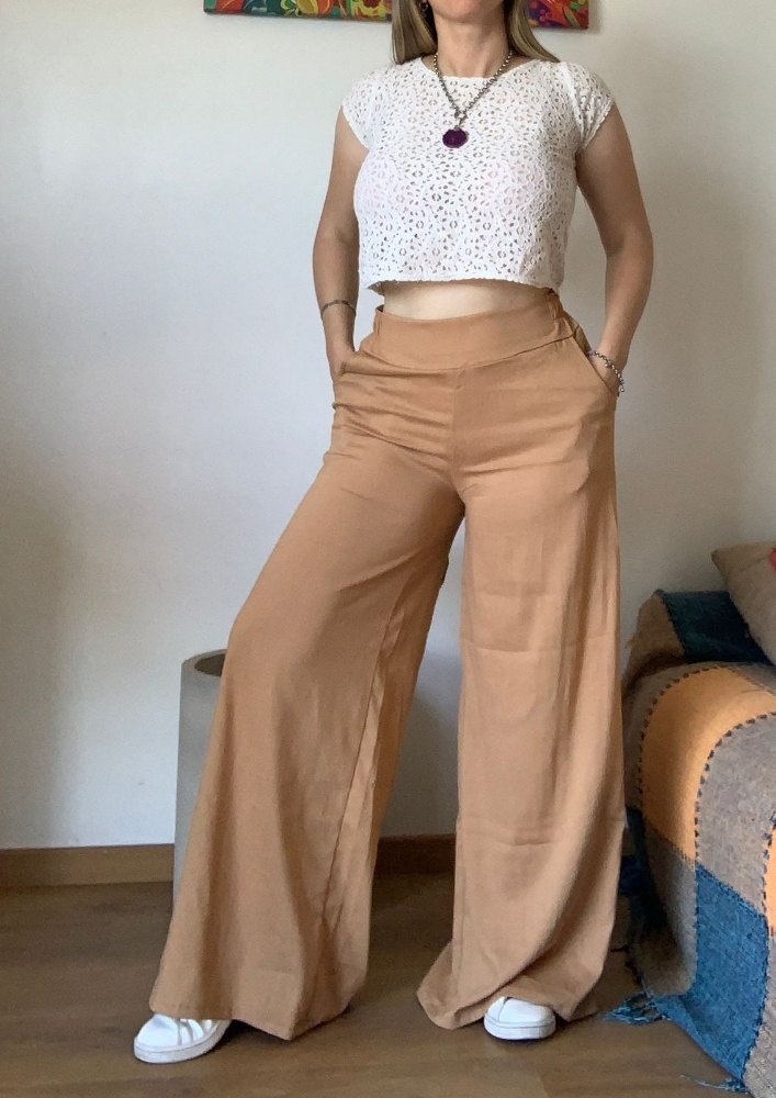 Maxi Palazzo Liso de Lino con Spandex - Imagen 2
