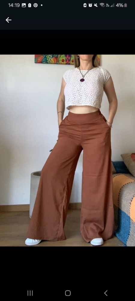 Maxi Palazzo Liso de Lino con Spandex - Imagen 3
