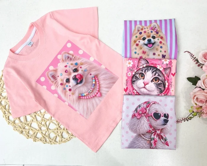 Remera Estampada Mascotas