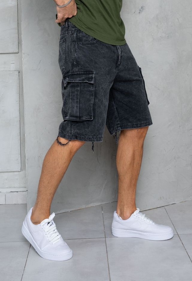 Bermuda Jeans Mom Cargo con Fuelles - Imagen 8