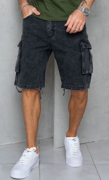 Bermudas Jeans Mom Cargo Negro