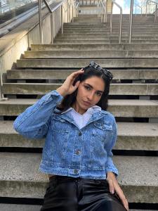 Campera  Jeans Overzise  con Elastico - Miniatura 2