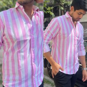 Camisa Rayada Entallada de Hombre - Miniatura 3