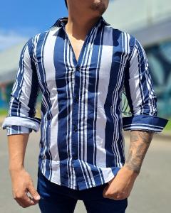 Camisa Rayada Entallada de Hombre - Miniatura 6