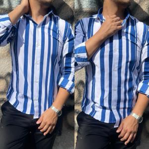 Camisa Rayada Entallada de Hombre - Miniatura 4
