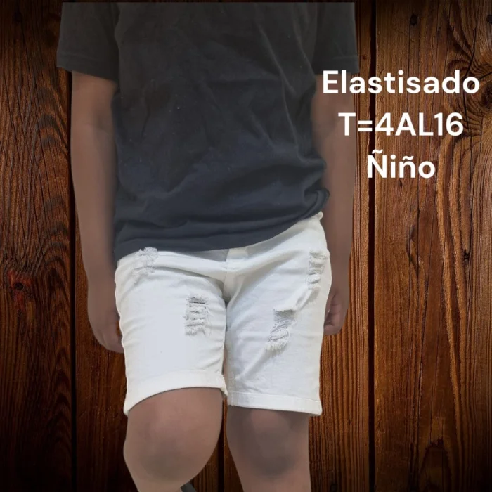 Bermuda Blanca Niño Elastizada