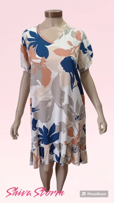 Vestido Fibrana Manga Corta