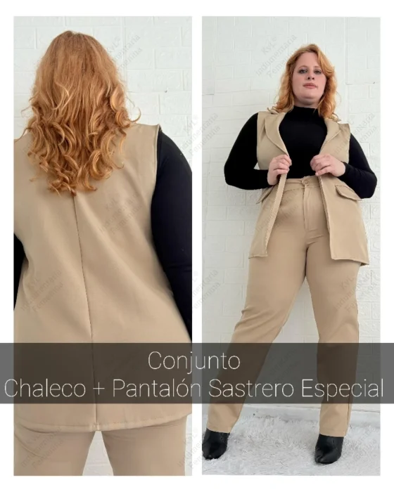 Conjunto Chaleco Sastrero+pantalón Crep Especial
