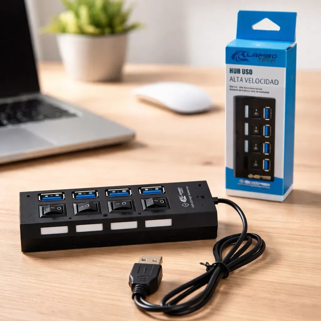Extensor Usb 4 Puertos Alta Velocidad con Interruptor - Imagen 1