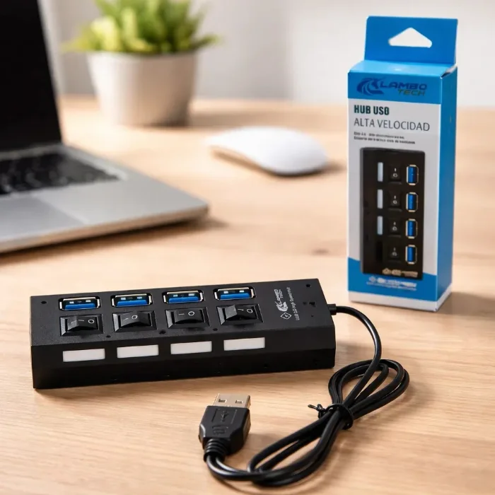 Extensor Usb 4 Puertos Alta Velocidad con Interruptor