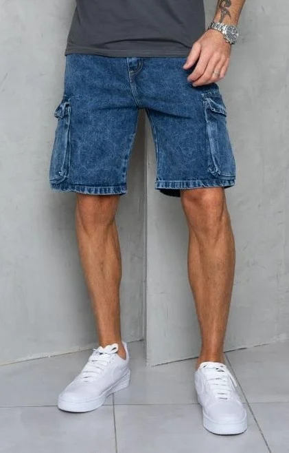 Bermudas Jeans  Mom Cargo Nevado