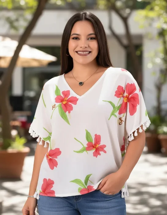 Blusa Estilo Poncho Mujer Estampado