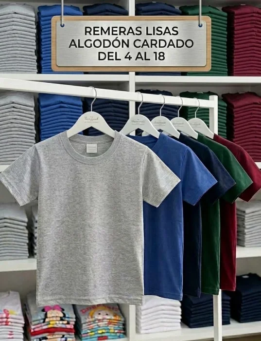 Remeras Lisas  Algodón Cardado 4 al 18. "talles Reales"
