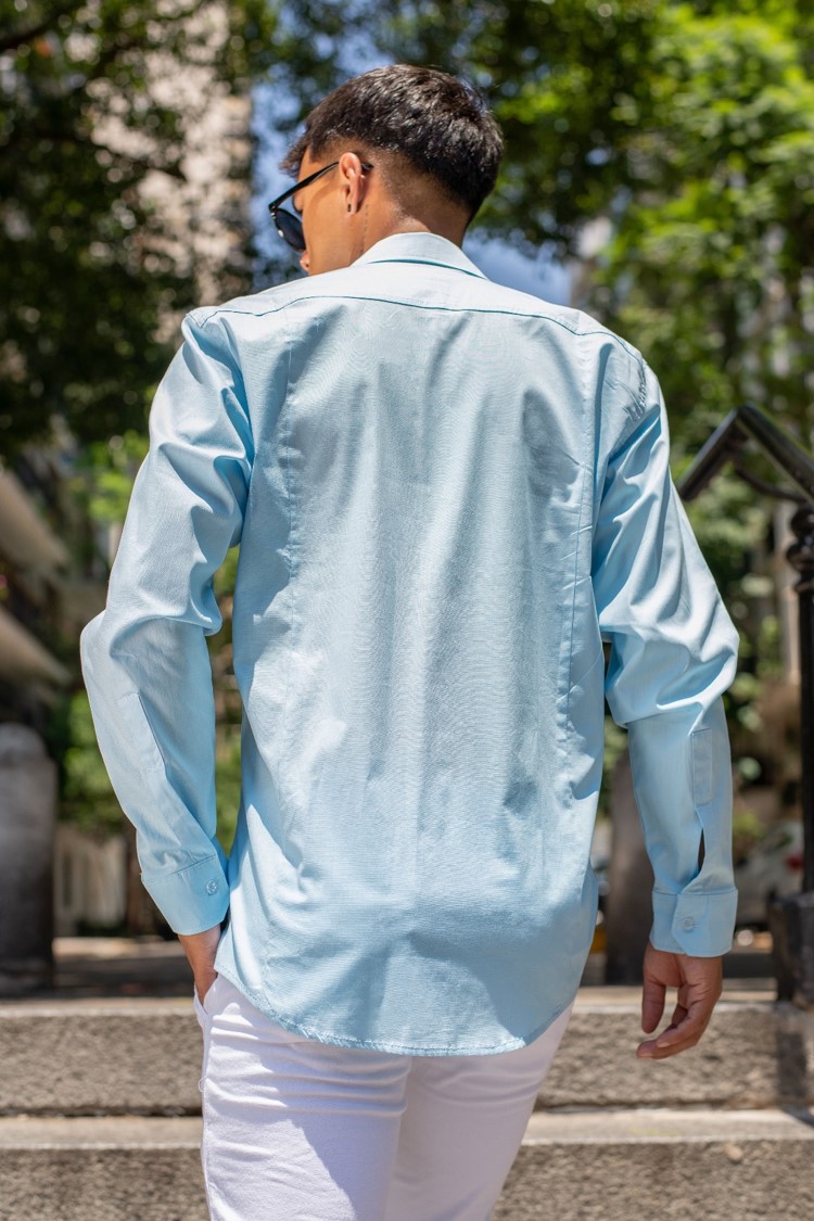 Lima - Camisa de Poplin Elastizada Celeste - Imagen3.jpg