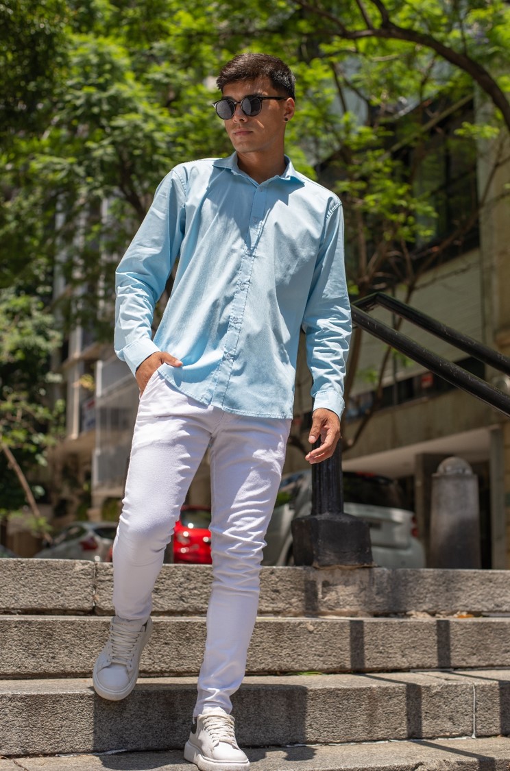 Lima - Camisa de Poplin Elastizada Celeste - Imagen5.jpg