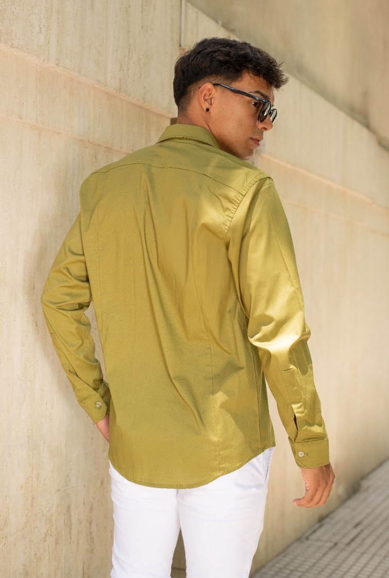 Lima - Camisa de Poplin Elastizada Verde - Imagen6.jpg