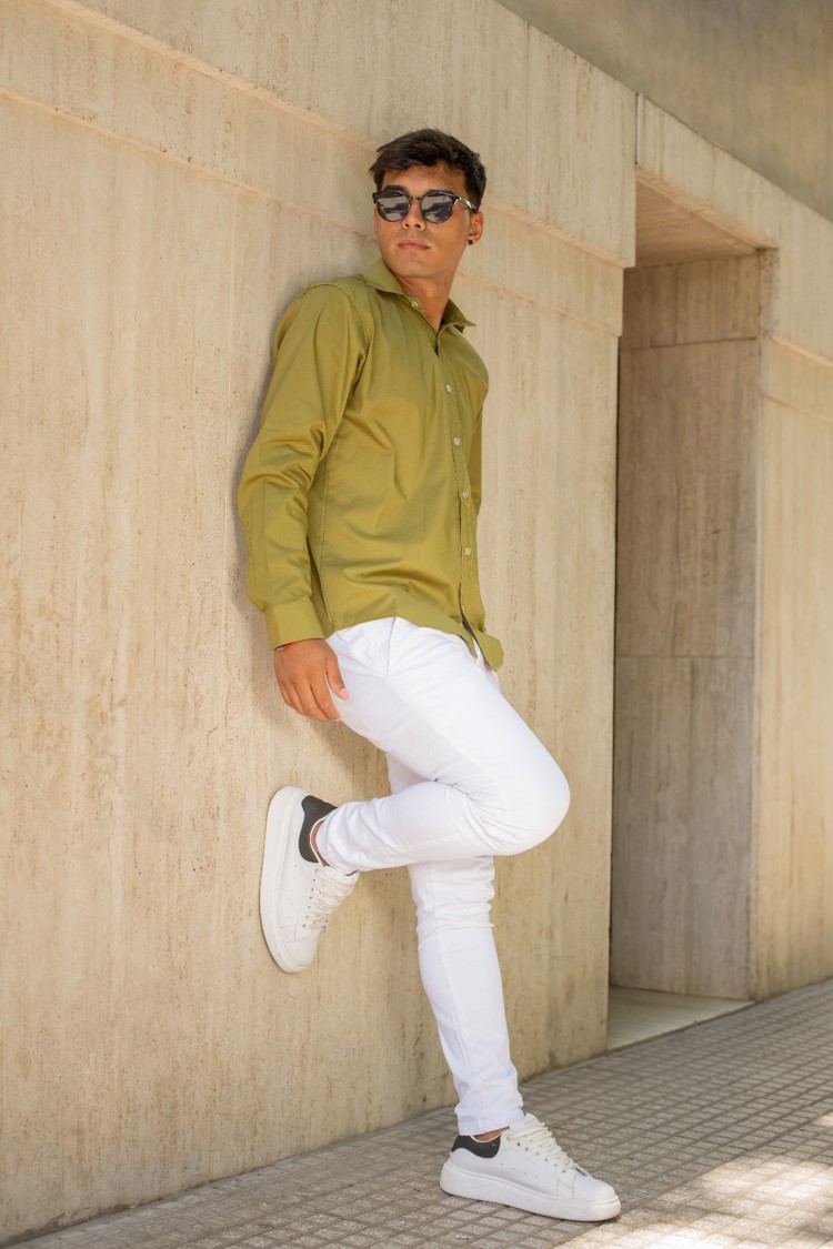 Lima - Camisa de Poplin Elastizada Verde - Imagen8.jpg
