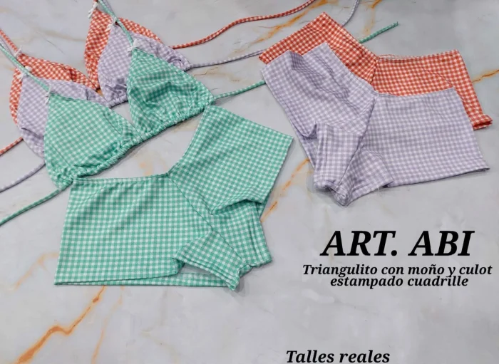 Bikinis Triangulitos con Moño y Culotte Art Abi