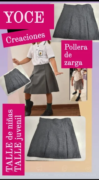 Pollera de Zarga Color Gris de Nenas