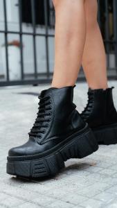 Borcegos con Plataforma Darcy Negro Pu - Miniatura 3
