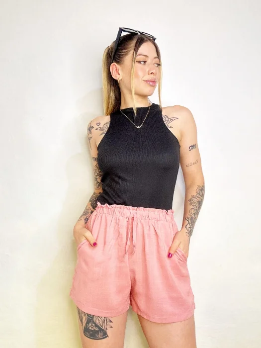 Short con Bolsillo de Lino Elastizada