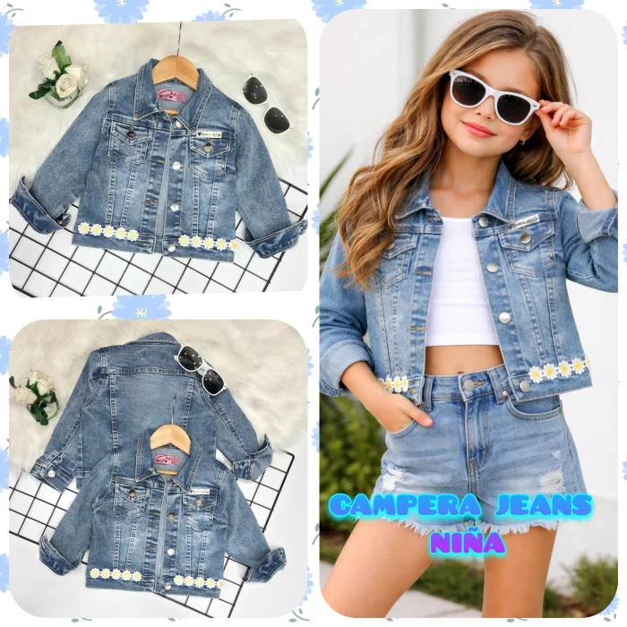 Campera Jeans con  Encaje  Niña