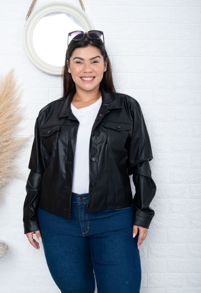 Campera Cuerina Talles Especiales - Imagen 2