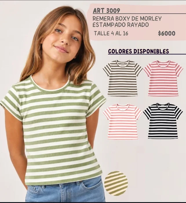 3009 Nena Remera Boxy de Morley Rayado