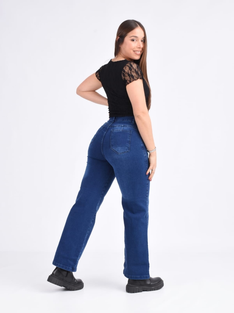 Wide Leg Azul Localizado Elastizado - Imagen 2