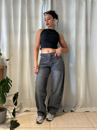 Jean Baggy Gris Regulador Dama