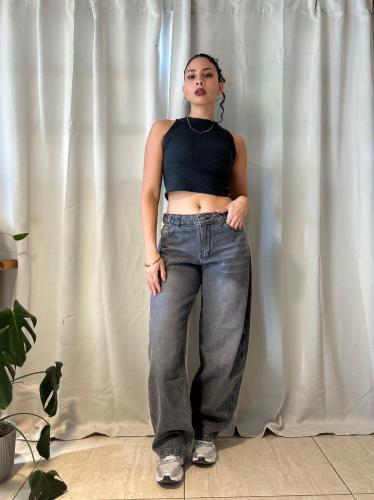 Jean Baggy Gris Regulador Dama - Miniatura 4