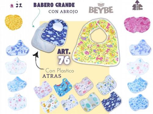 Babero con Plástico Grande en Pack X12 Art. 76 Surtido de Colores