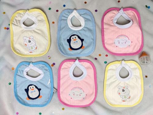 Babero Desagujado Bordado con Plástico Art. 50 July Baby Pack X6
