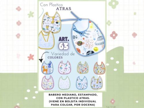 Babero Forrado en Plastico en Blister Individual Art. 63 Pack X12 Surtido de Colores