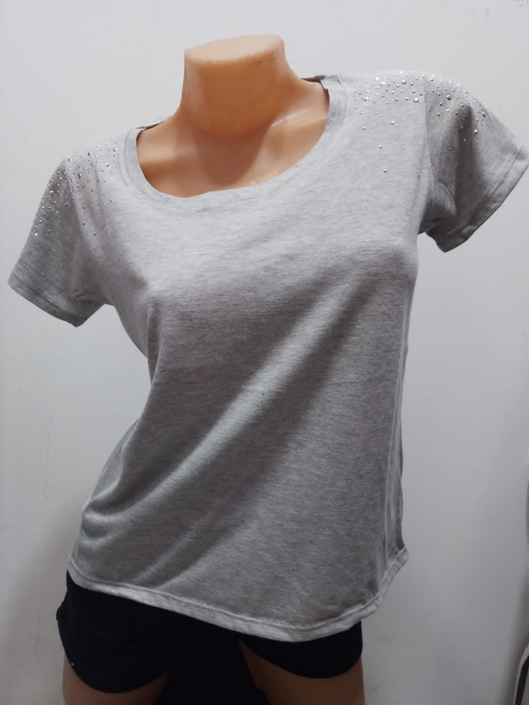Remera con Strass Algodón Peinado - Imagen 2