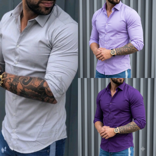 Camisas Entallada de Hombre Liso