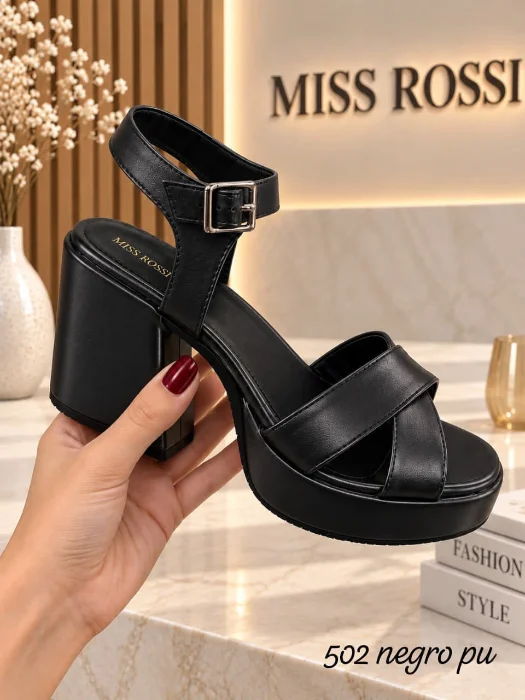 Nueva Temporada Sandalias Plataforma Baja Artículo 502 Negro