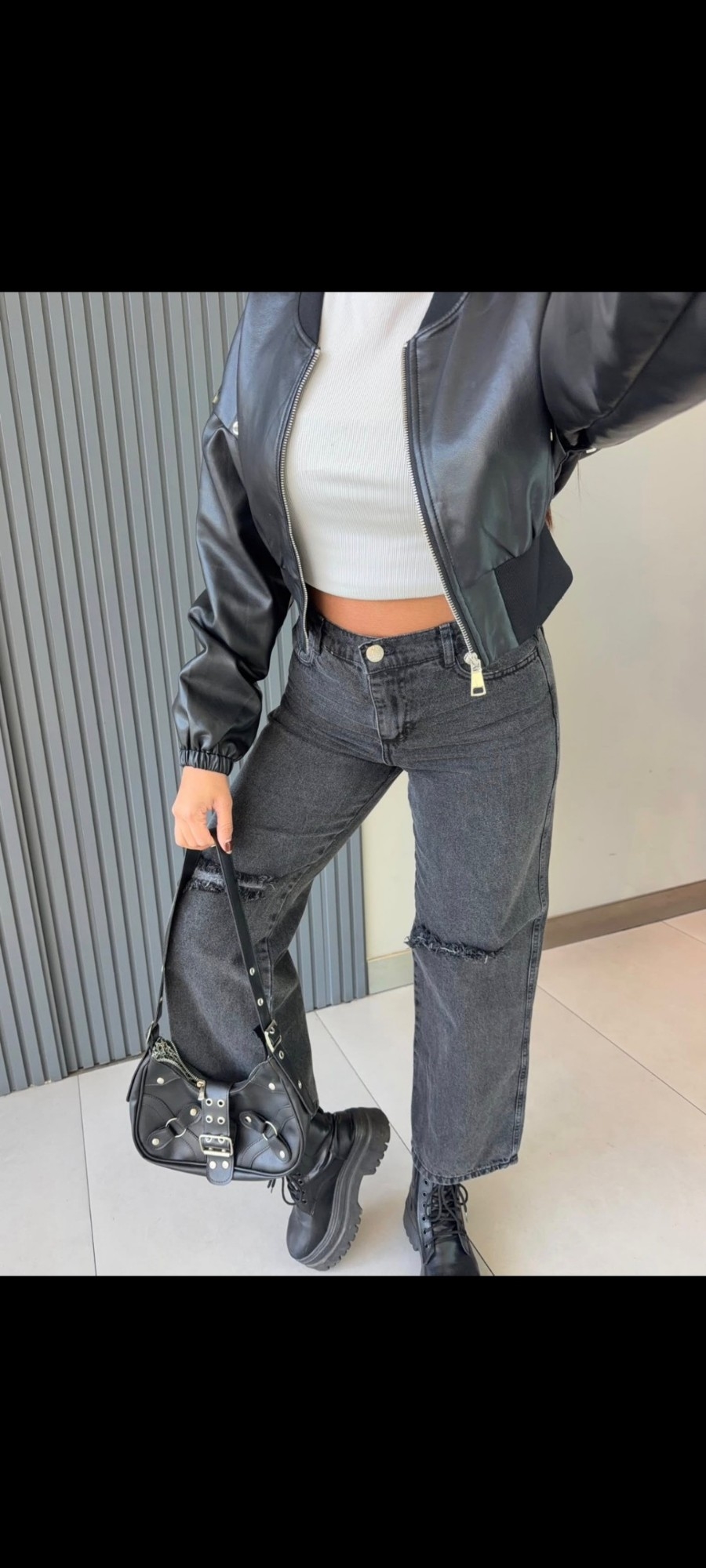 Wide Leg Gris con Rotura - Imagen 2