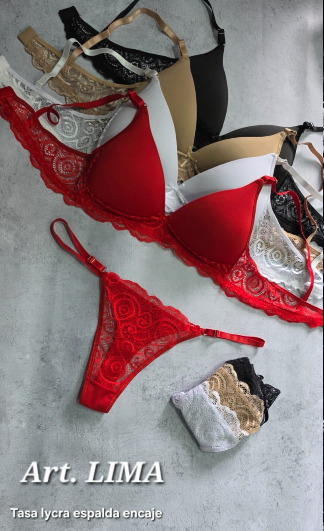 Conjunto Art Lima Tasa Lycra Espalda Encaje - Imagen 2